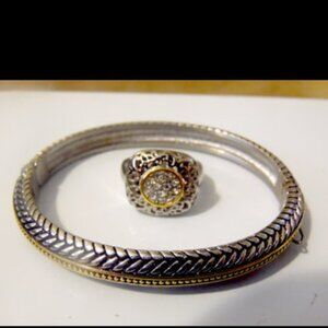 Emma Skye Stainless Steel 2-Tone Ring & Bangle Bracelet M/L